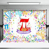 Lofaris Colorful Numbers Pie White Happy Pi Day Backdrop